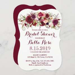 Invitación a la ducha marsala con flores de borgoñ