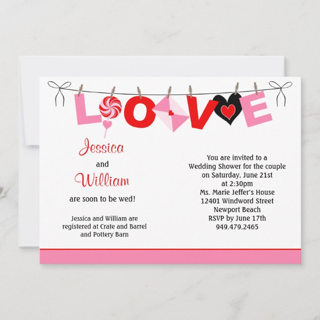 Invitación a la ducha matrimonial (Anverso)