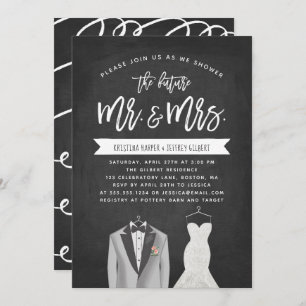 Invitación a la ducha matrimonial con Tux y Vestid
