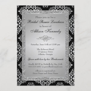 Invitación a la ducha matrimonial Damask, Purpurin