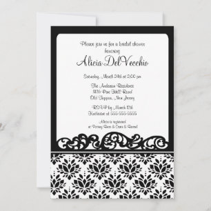 Invitación a la ducha matrimonial en blanco y negr