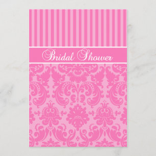 Invitación a la ducha matrimonial en rayas rosadas