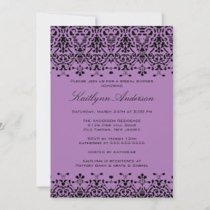 Invitación a la ducha matrimonial malva y negra