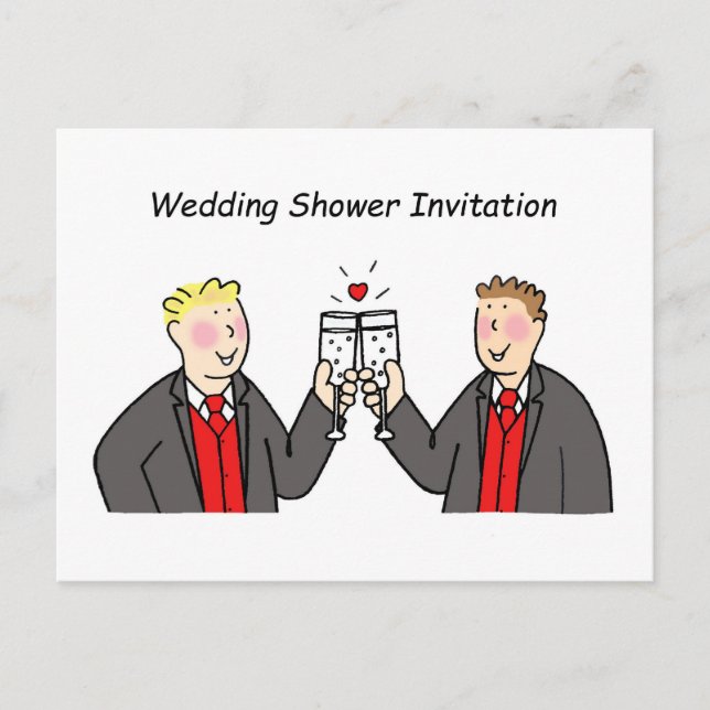 Invitación a la ducha matrimonial para dos novios. (Anverso)