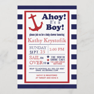 Invitación a la ducha Náutica Nautical Baby Boy