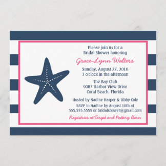 Invitación a la ducha náutica Starfish, marina y r