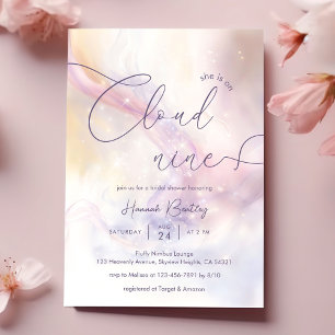 Invitación a la ducha nupcial acuarela Cloud 9