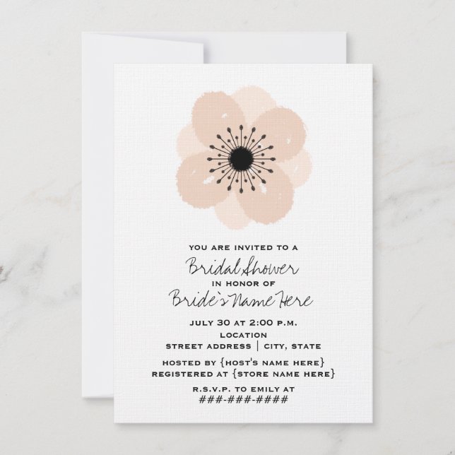 Invitación a la ducha nupcial anémona rosa (Anverso)