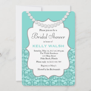 Invitación a la ducha nupcial azul de Pearls Aqua