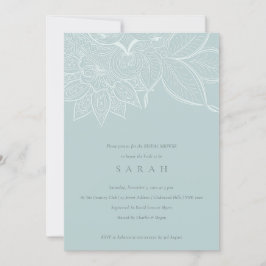 Invitación a la ducha nupcial azul Ornate Paisley
