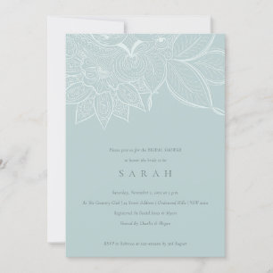 Invitación a la ducha nupcial azul Ornate Paisley 