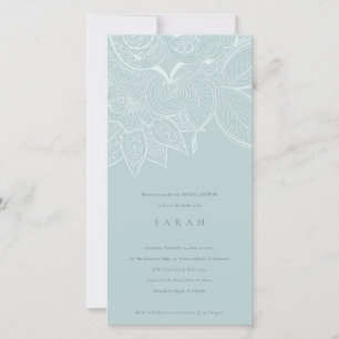 Invitación a la ducha nupcial azul Ornate Paisley 