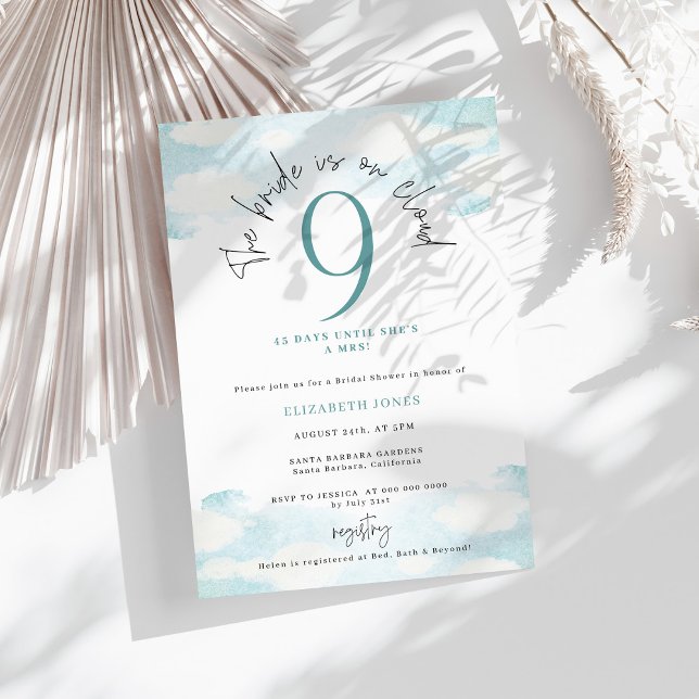 Invitación a la ducha nupcial azul y blanca en la  (Subido por el creador)