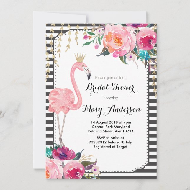 Invitación a la ducha nupcial blanco negro (Anverso)