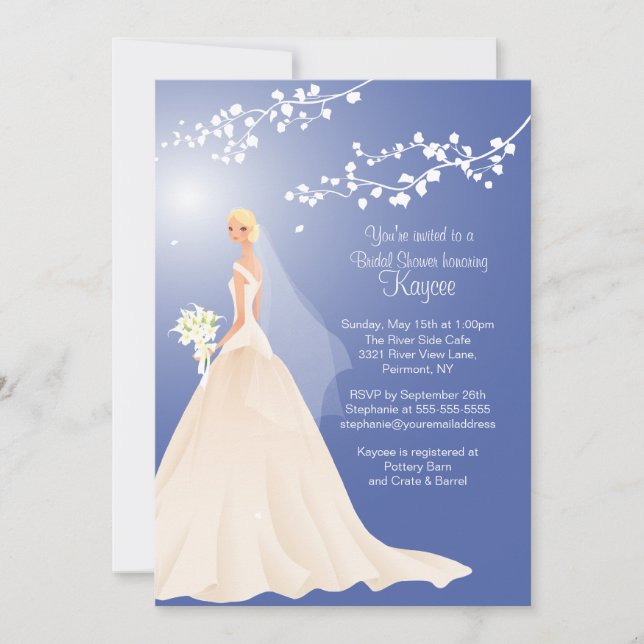 Invitación a la ducha nupcial Blue BLONDE Bride Br (Anverso)