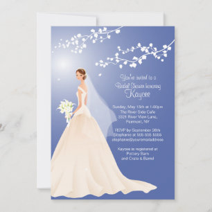 Invitación a la ducha nupcial Blue BRUNETTE Bride 
