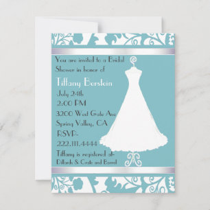 Invitación a la ducha nupcial Blue Damask