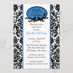 Invitación a la ducha nupcial Blue Damask