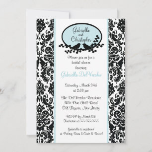 Invitación a la ducha nupcial Blue Damask