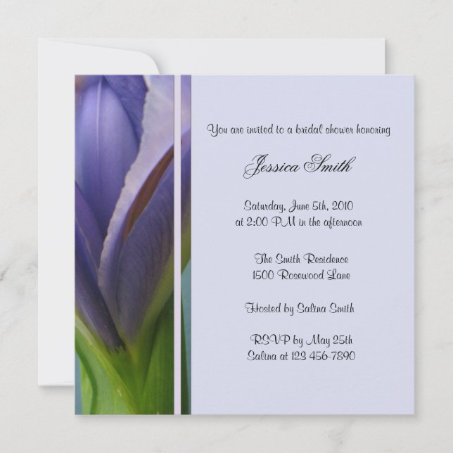 Invitación a la ducha nupcial Blue Iris (Anverso)
