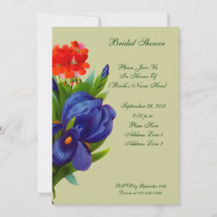 Invitación a la ducha nupcial Blue Iris Bouquet Fl