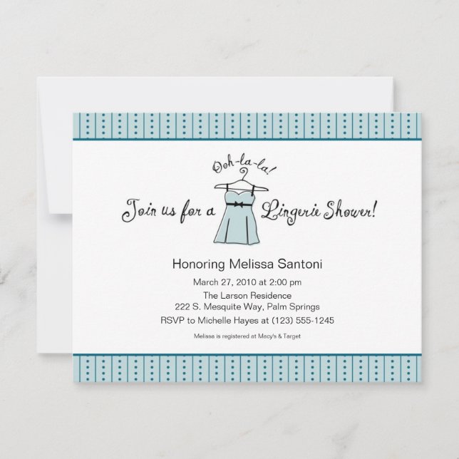 Invitación a la ducha nupcial Blue Lingerie (Anverso)