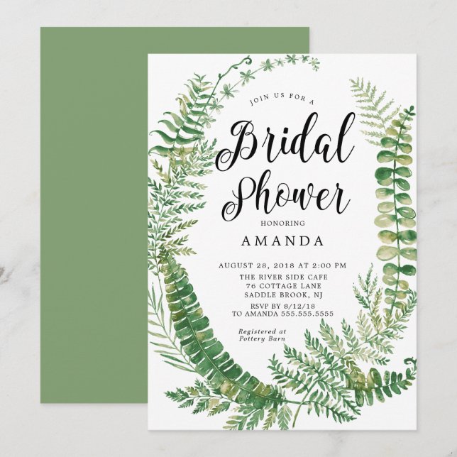 Invitación a la ducha nupcial botánica (Anverso / Reverso)