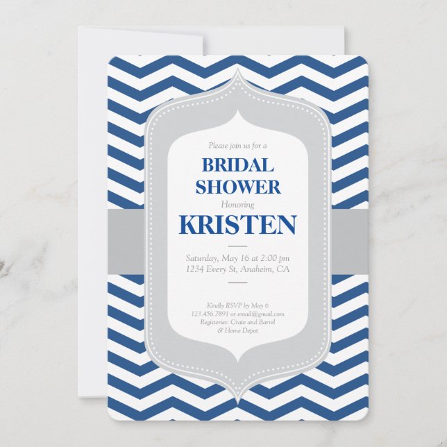Invitación a la ducha nupcial, Chevron, Classic, M (Anverso)