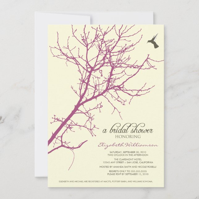 Invitación a la ducha nupcial (ciruela) (Anverso)
