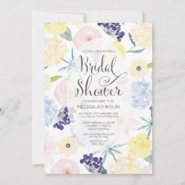 Invitación a la ducha nupcial con acuarela floral