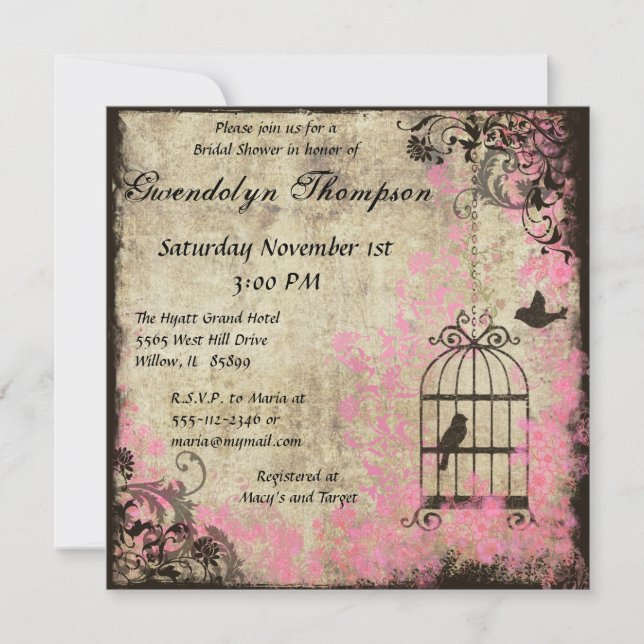 Invitación a la ducha nupcial con arboleda floral  (Anverso)