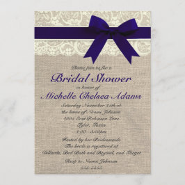 Invitación a la ducha nupcial con arbustos azules
