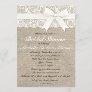 Invitación a la ducha nupcial con arbustos blancos
