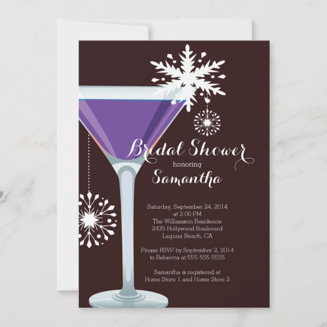 Invitación a la ducha nupcial con cóctel de vacaci (Anverso)