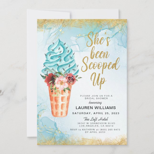 Invitación a la ducha nupcial con crema de hielo (Anverso)