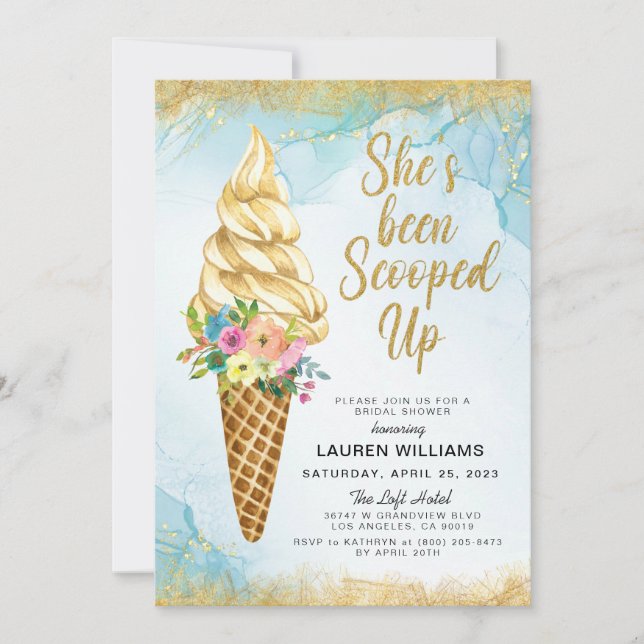 Invitación a la ducha nupcial con crema de hielo (Anverso)