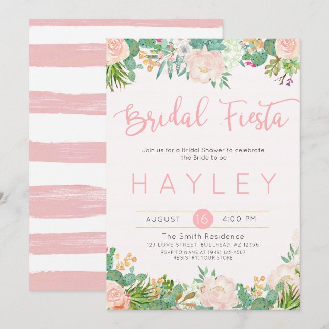 Invitación a la ducha nupcial con éxito floral de  (Anverso / Reverso)
