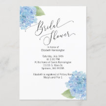 Invitación a la ducha nupcial con flores azules Hy