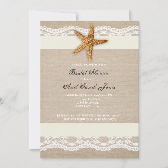 Invitación a la ducha nupcial con flores de marfil (Anverso)