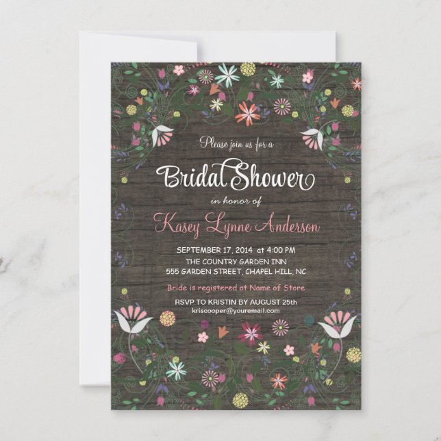 Invitación a la ducha nupcial con flores de marism (Anverso)