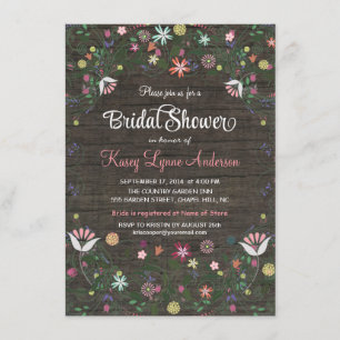 Invitación a la ducha nupcial con flores de marism