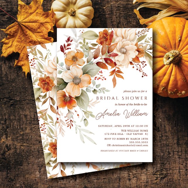 Invitación a la ducha nupcial con flores de otoño (Subido por el creador)