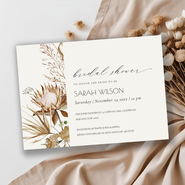 Invitación a la ducha nupcial con flores de palma  (Subido por el creador)
