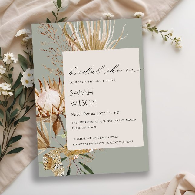 Invitación a la ducha nupcial con flores de palma  (Subido por el creador)
