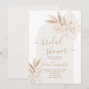 Invitación a la ducha nupcial con flores secas de
