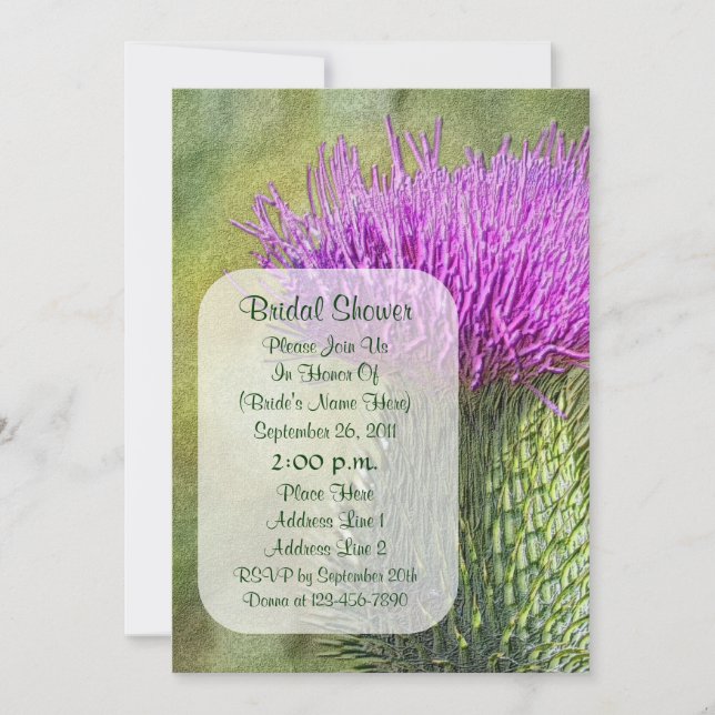 Invitación a la ducha nupcial con flores violetas  (Anverso)