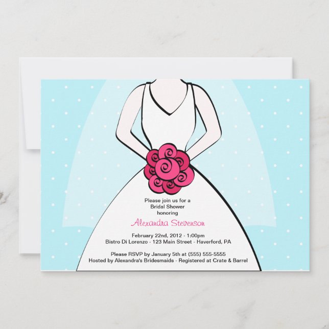 Invitación a la ducha nupcial con punto de polka a (Anverso)