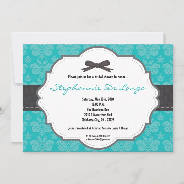 Invitación a la ducha nupcial con queso Verde azul (Anverso)