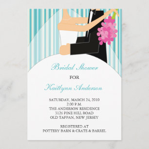 Invitación a la ducha nupcial con raya turquesa