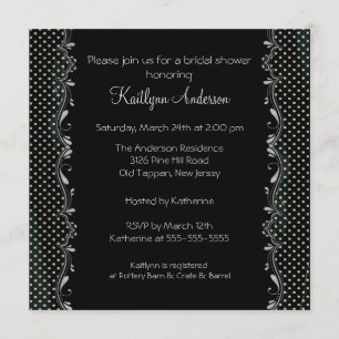 Invitación a la ducha nupcial con trineo negro y p
